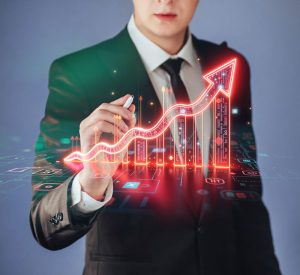 man with arrow property growth
